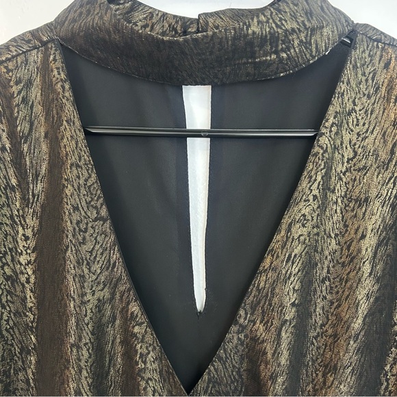 Walter Baker Faulk Puff Bronze Metallic Ruched Peplum Top Size - Picture 13 of 13